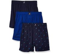 Nautica Men's Cotton Woven 3 Pack Boxer, Peacoat/Surf the Web/Sails, Small