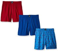 Nautica Men's Cotton Woven Boxer Shorts – 3-Pack, Sea Cobalt Red/Lobster Aero Blue, M