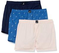 Nautica Men's Cotton Woven 3-Pack Boxers Shorts, Peacoat/Oasis Pink/Sails Bolt Blue, L