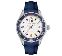 Nautica Men's Cruise NST 1 Flags NAPNSI804 Silver Silicone Quartz Fashion Watch