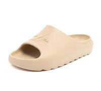 Nautica Men's Cushioned Slip-On Shower Slides - Lightweight EVA Foam Athletic Sandals for Pool, Beach, Gym, and Casual Wear, Khaki-ledger, 12