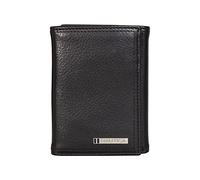 Nautica Men's Enameled Logo Tumbled Leather Trifold Wallet with RFID Protection-Black, One Size, Black, One Size
