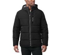 Nautica Men's Hooded Parka Jacket, Water and Wind Resistant, Deep Black, XL