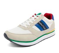 Nautica Men's Lace-Up Sneakers - Casual, Stylish, and Comfortable for Walking, White Blue Red, 8.5