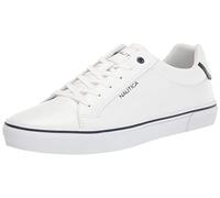 Nautica Men's Leonard Casual Lace-Up Shoe,Classic Low Top Loafer, Fashion Sneaker-White-8