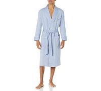 Nautica Men's Long-Sleeve Lightweight Cotton Woven-Robe Bathrobe, Blue Bone, S-M