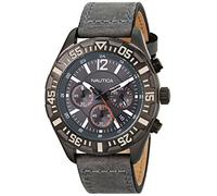 Nautica Men's N18720G NST 402 Gray Leather Chronograph Watch