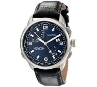 Nautica Men's NAD19507G Black Leather Analog Quartz Watch