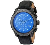 Nautica Men's NAD21504G NST 101 Black Stainless Steel Watch with Leather Band