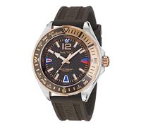 Nautica Men's NAPCWF302 Clearwater Beach Brown Silicone Strap Watch, Brown, Modern