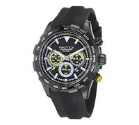 Nautica Men's NAPNSF306 NST Chrono Black Silicone Strap Watch, Black, Modern