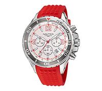 Nautica Men's NAPNSS215 NST Grey/White/Red Silicone Strap Watch, Red