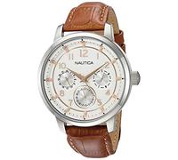Nautica Men's NCT 15 Multi II Quartz Watch with Stainless-Steel Strap, Brown, 20 (Model: NAD13544G)