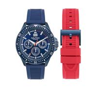 Nautica NCT Windrose Wheat PU Fiber Strap Watch Box Set, Blue
