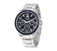 Nautica Men's NCT Windrose 46mm Watch, Silver/Black/Silver