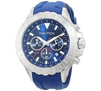 Nautica Men's NST 1000 Flags Stainless Steel Quartz Watch with Silicone Strap, Blue, 22 (Model: NAD18534G)