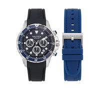 Nautica Men's NST Chronograph 44mm Watch, Black-Blue/Black/Silver, Modern