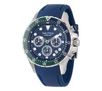 Nautica Men's Watch – NST Chronograph 44mm, Silicone Strap, Blue/Blue-Green/Silver