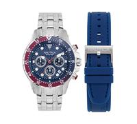Nautica Men's NST Chronograph 44mm Watch, Silver-Blue/Blue/Silver, Modern