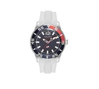 Nautica Men's Pacific Beach Stainless Steel Japanese-Quartz Watch with Silicone Strap, White, 21 (Model: NAPPBP905, White/Navy, Pacific Beach