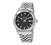 Nautica Men's Pacific Beach Watch with Date, Black Silver Metal, Black, Silver, Pacific Beach