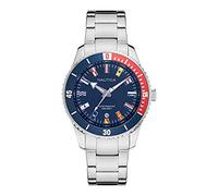 Nautica Men's Pacific Beach Watch with Date, Blue Silver Flags Metal, Blue, Silver, Pacific Beach