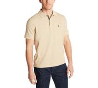 Nautica Men's Classic Short Sleeve Solid Polo Shirt, Coastal Camel Heather, Medium
