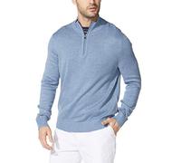 Nautica Men's Quarter-Zip Sweater, Deep Anchor Heather, Large
