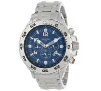 Nautica Men's Quartz Resin Silicone Watch, Silver/Blue, CASE 48MM, Chronograph,Quartz Movement