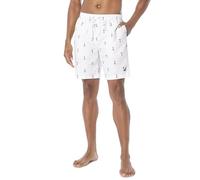 Nautica Men's Quick Dry All Over Classic Anchor Print Swim Trunk, Bright White, S