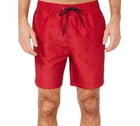 Nautica Men's Quick Dry All Over Classic Anchor Print Swim Trunk, Racer Red, Large