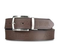 Nautica Men's Reversible Embossed Logo Leather Belt-Brown/Black