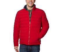 Nautica Men's Reversible Quilted Puffer Jacket -Midweight Mechanical Stretch Winter Coat, Red Grey, S