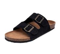 Nautica Men's Sandals - Casual Slides with 2 Adjustable Buckle Straps and Cork Footbed for Ultimate Comfort and Style, Black X Tumbled, 8 UK