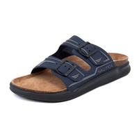 Nautica Men's Sandals - Casual Slides with 2 Adjustable Buckle Straps and Cork Footbed for Ultimate Comfort and Style (Regular/Wide Width, Big Size), Navy Charcoal, 5 UK