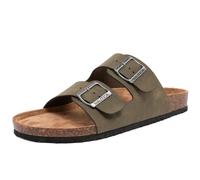 Nautica Men's Sandals - Casual Slides with 2 Adjustable Buckle Straps and Cork Footbed for Ultimate Comfort and Style (Regular/Wide Width, Big Size), Olive Tumbled-triun, 7