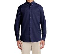 Nautica Men's School Uniform Long Sleeve Performance Oxford Button-Down Shirt, Navy, Medium