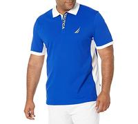 Nautica Men's Short Sleeve Color Block Performance Pique Polo Shirt, Bright Cobalt, L UK