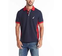 Nautica Men's Short Sleeve Color Block Performance Pique Polo Shirt, Navy, 3XL