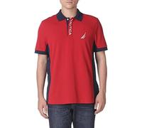 Nautica Men's Short Sleeve Color Block Performance Pique Polo Shirt Red, S