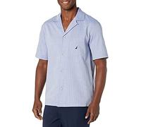 Nautica Men's Short Sleeve Cotton Button Down Woven Pajama Top, Blue (Ws90s7), XL