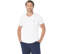 Nautica Men's Short Sleeve Solid Slim Fit V-Neck T-Shirt, Bright White, Medium