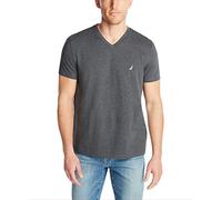 Nautica Men's Short Sleeve Solid Slim Fit V-Neck T-Shirt, Charcoal Heathe, Large