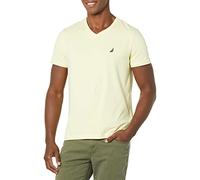 Nautica Men's Short Sleeve Solid Slim Fit V-Neck T-Shirt, French Vanilla, Medium