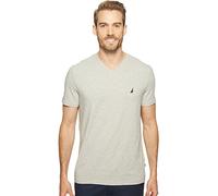 Nautica Men's Short Sleeve Solid Slim Fit V-Neck T-Shirt, Grey Heather, XL