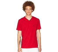 Nautica Men's Short Sleeve Solid Slim Fit V-neck T-shirt henley shirts, Nautica Red, L UK