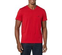 Nautica Men's Short Sleeve Solid Slim Fit V-Neck T-Shirt, Red, Large