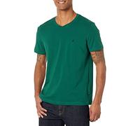 Nautica Men's Short Sleeve Solid Slim Fit V-neck T-shirt T Shirt, Pine Green, M UK