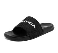 Nautica Men's Slide Sandals - Comfortable Slip-On Pool & Beach Shoes with Cushioned Footbed for Casual Wear, Black White-silverton, 5 UK