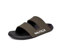 Nautica Men's Slides Sport Shower Athletic Sandals for Indoor & Outdoor with Double Arch Support - Lightweight, Durable and Comfortable, Olive White, 9 UK
